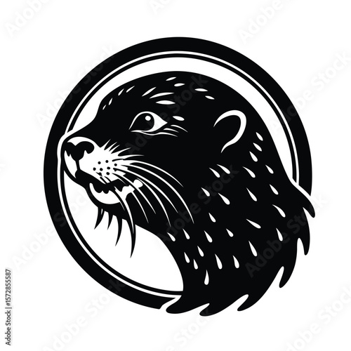 Otter Head Stream Splash Frame Playful Animal Design