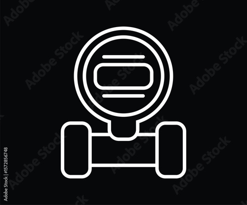 Gas pressure meter icon. Pipeline gauge sensor symbol. Pump measurement indicator vector illustration. Performance counter sign. Industrial water tube usage monitor pictogram. An outline style icon of