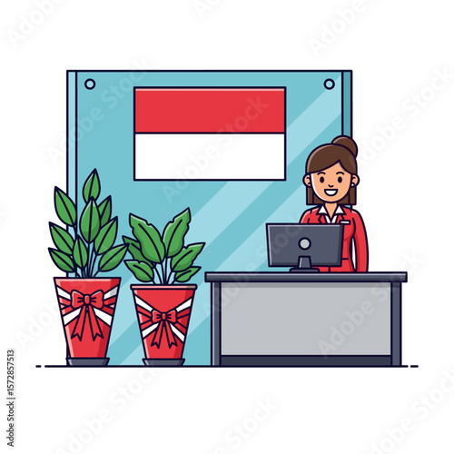 Smiling receptionist in office