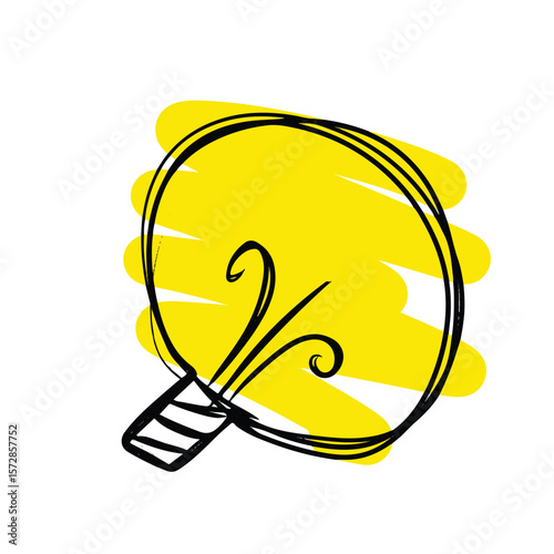 colored doodle of a light bulb. yellow light bulb icon. adorable, colorful, and cute doodle. simple icon. single doodle icon. hand drawn light bulb