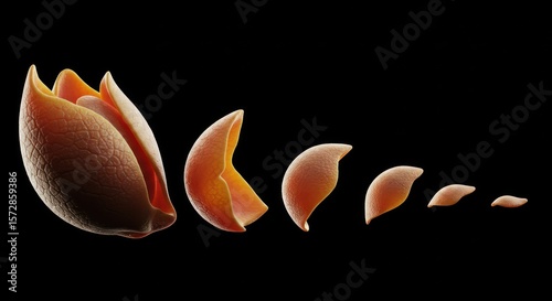 Transformation Sequence Visualizing Growth and Progression on a Black Backdrop