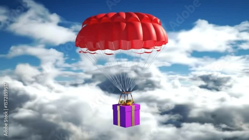 parachute in the sky with clouds