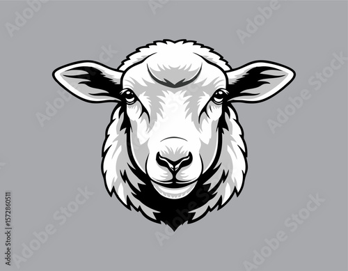 head sheep mono color vector design on solid background