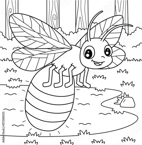 Insect Firefly Animal Coloring Page for Kids 