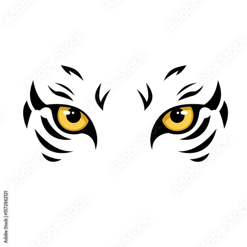 Intense Tiger Gaze: The striking, focused gaze of a tiger, with bold stripes framing vibrant eyes, symbolizing power and unwavering focus.