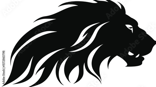 Bold lion head design displays a majestic mane with fierce expression, perfect for logo, tattoo, or emblem designs across various platforms.