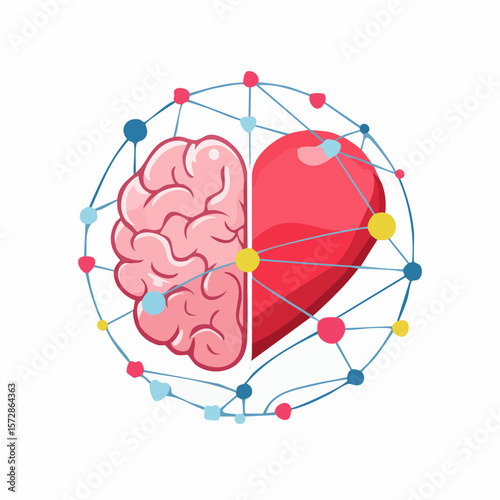 Harmony of Mind and Heart: A beautifully rendered illustration showcases the interconnectedness of the mind and heart, symbolizing the balance between logic, and emotion.