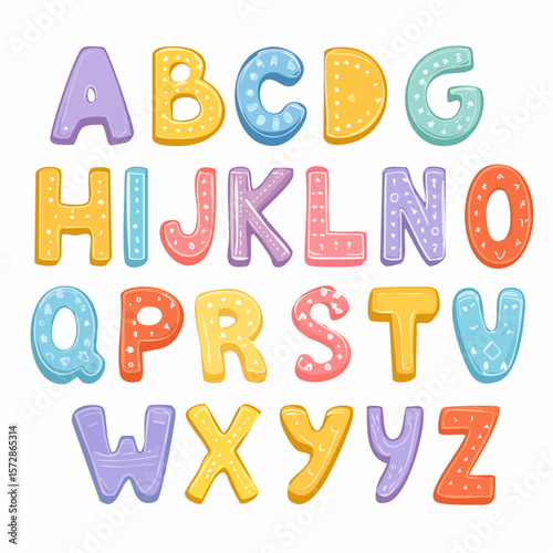 Vector set of colorful ransom note letters. Hand drawn doodle alphabet in 90s style. Cute font for collage, scrapbook design. Y2k funky stickers