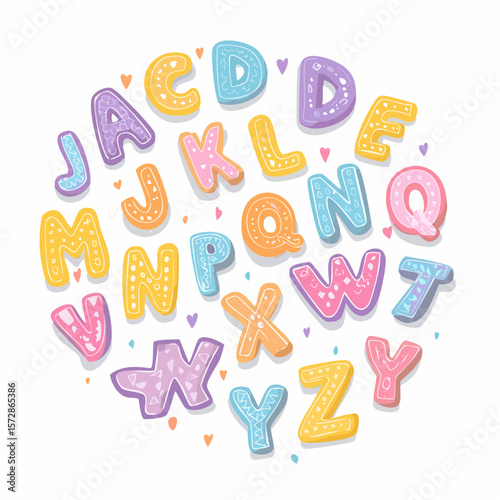 Vector set of colorful ransom note letters. Hand drawn doodle alphabet in 90s style. Cute font for collage, scrapbook design. Y2k funky stickers