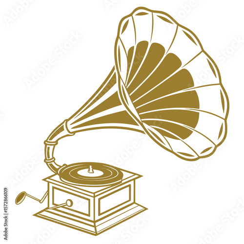 old gramophone isolated on white background