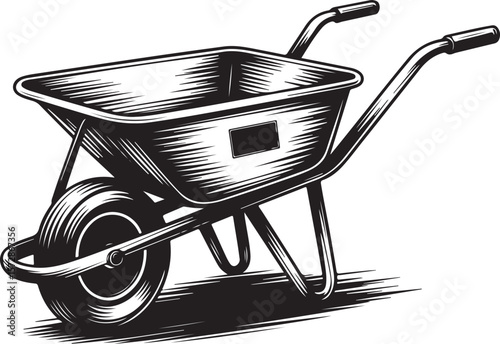 Silhouette of Wheelbarrow Tool, Gardening and Construction Equipment Vector Illustration
