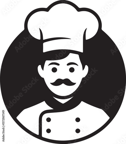 Silhouette of Chef with Hat, Professional Cook and Culinary Icon Vector Illustration