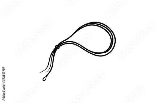 Lasso Rope Silhouette Cowboy Tool Illustration on White Background