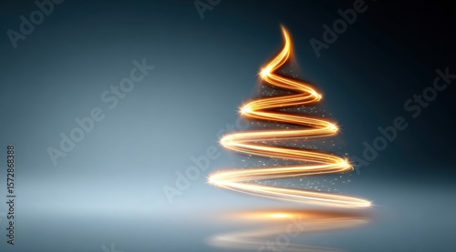 Bright Christmas tree shape created with white lights on a solid blue background, festive holiday decoration.