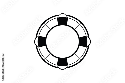 Life Preserver Silhouette Black and White Safety Ring Icon