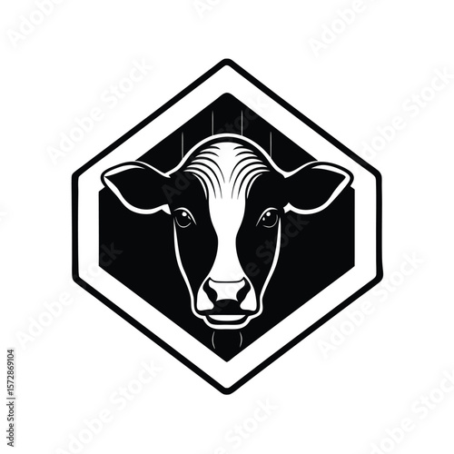 Cow Head in Barn Style Square Frame