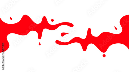 Abstract Red Fluid Paint Splash on White Background. Creative abstract red fluid splash design on white background. Liquid paint or blood splatter effect with dynamic curves and drops.