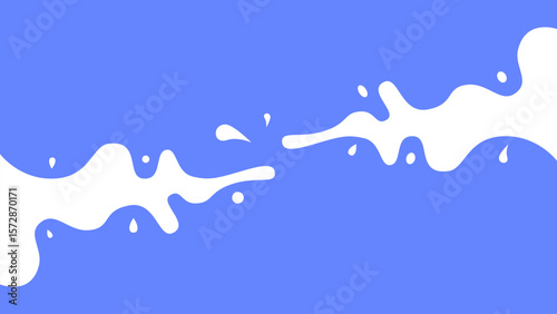 Abstract Blue and White Liquid Splash Background. Minimalist abstract background with flowing white liquid splash on a bright blue backdrop.