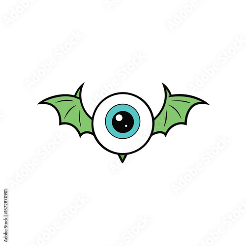 monster eyeball with bat wings flying  clean vector