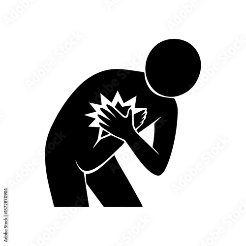 Isolated pictogram heart attack chest pain for medical and health graphic ele