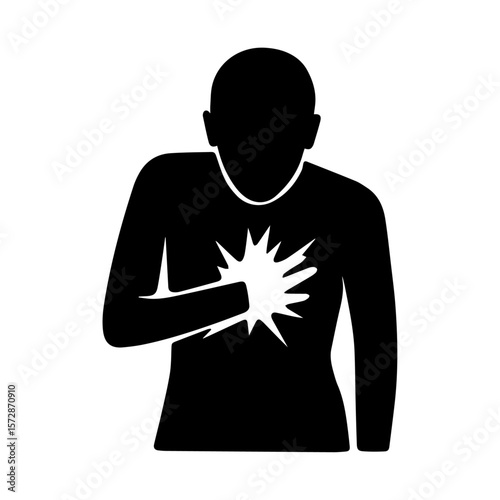 Isolated pictogram heart attack chest pain for medical and health graphic ele