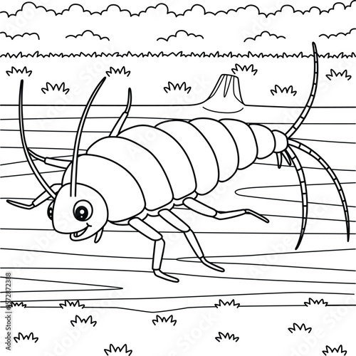 Insect Silverfish Animal Coloring Page for Kids 