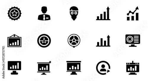 Set of Vector Icons Business Growth Icons Set with Various Elements. Vector Illustrations. EPS Editable