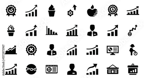 Set of Vector Icons Collection of Black and White Business Icons Representing Various Concepts 2. Vector Illustrations. EPS Editable