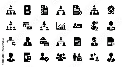 Set of Vector Icons Collection of Black and White Business Icons Representing Various Concepts. Vector Illustrations. EPS Editable