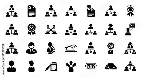 Set of Vector Icons Collection of Black and White Business Icons. Vector Illustrations. EPS Editable