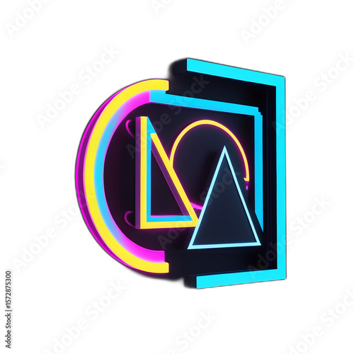 abstract neon sign triangle and circle