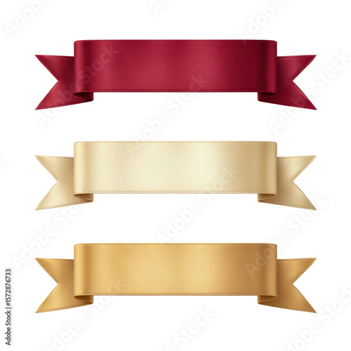 Elegant Red and Gold Ribbons for Creative Design, Decoration, Banners, and Invitations