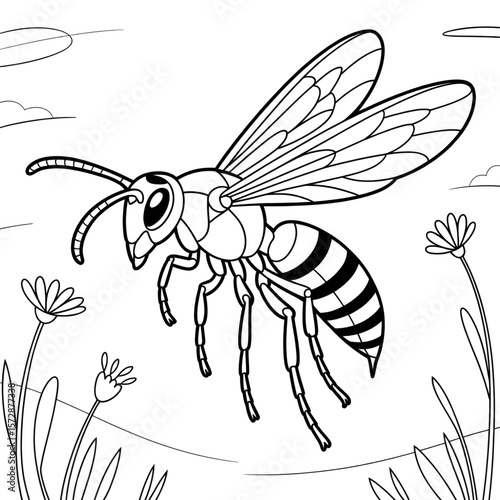 Illustration vector of a wasp coloring page