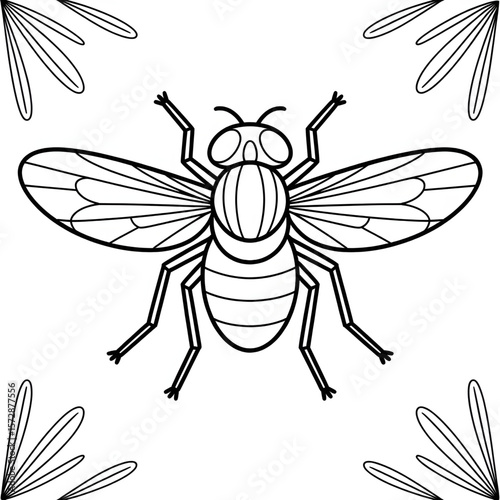 A beautiful line art design fly coloring page