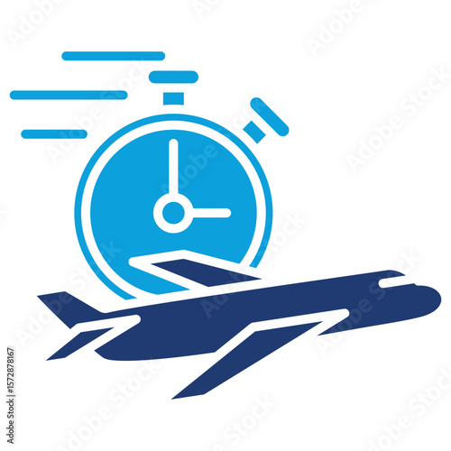 Flight Time Flat Blue Icon