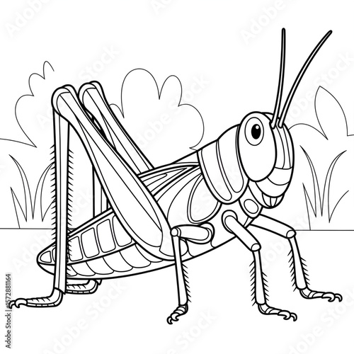 grasshopper illustration vector coloring page 
