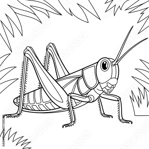 grasshopper cartoon coloring page
