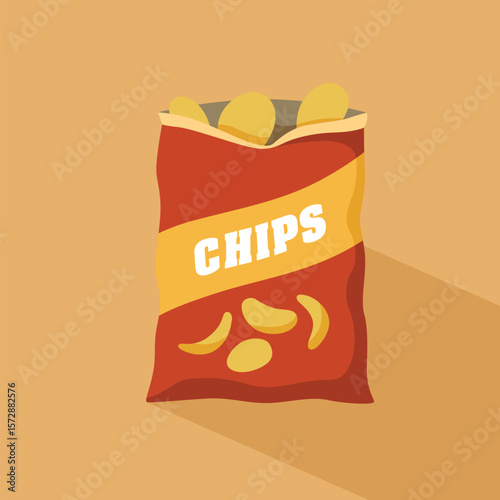 Delicious Crispy Potato Chips Bag Illustration