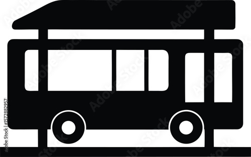 bus station icon vector silhouette on transparent background