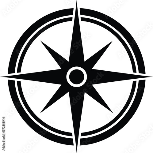 compass icon vector silhouette on transparent background