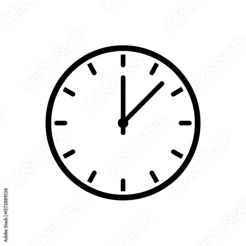 Simple clock illustration with black outline on white background  