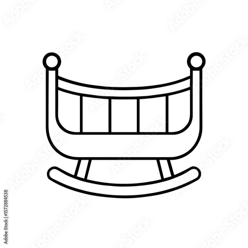 Baby cradle icon — symbol of sleep and gentle care, outline style