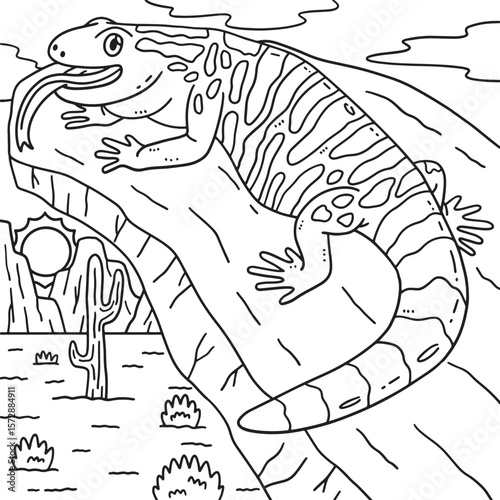 Desert Gila Monster Animal Coloring Page for Kids 