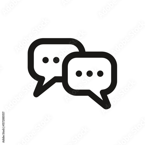 Two speech bubbles with dots indicating conversation or messaging  