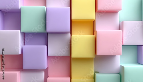 Pastel-colored 3D cubes arranged in a geometric pattern, creating a soft, modern abstract background.