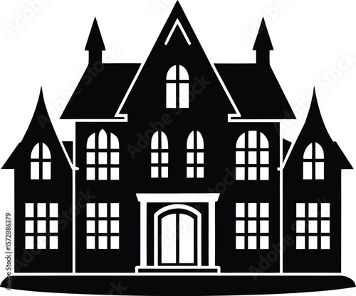 mansion icon vector silhouette on transparent background