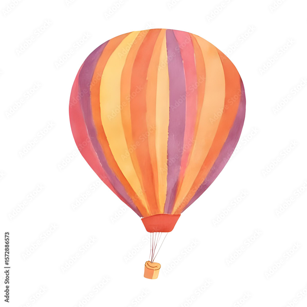 Fototapeta premium a beautiful colorful watercolor hot air balloon on a transparent background
