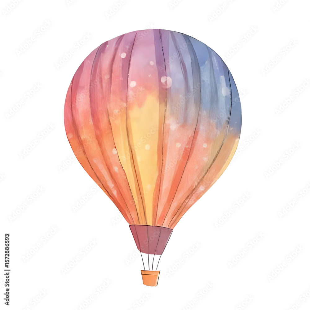Fototapeta premium a beautiful colorful watercolor hot air balloon on a transparent background