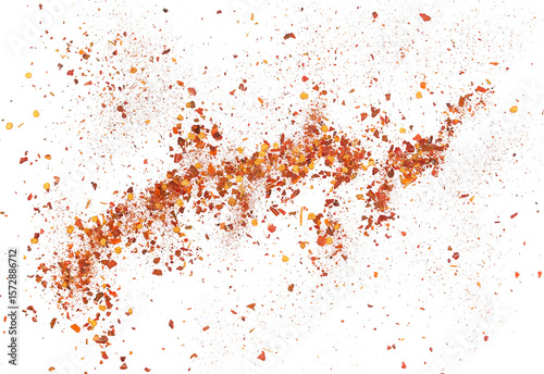 Wallpaper Mural Spicy chili red pepper flakes, chopped, milled dry paprika pile flying isolated on white, clipping path Torontodigital.ca