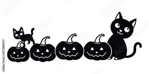 halloween cat with pumpkin
